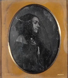 Retrato de Lola Montez de perfil com véu preto